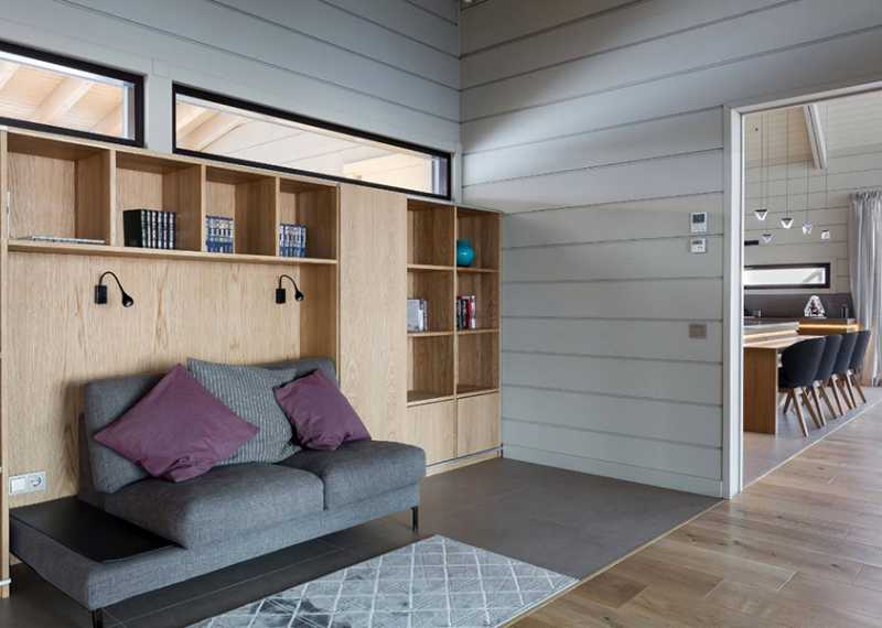 Современный стиль комнаты из имитация бруса